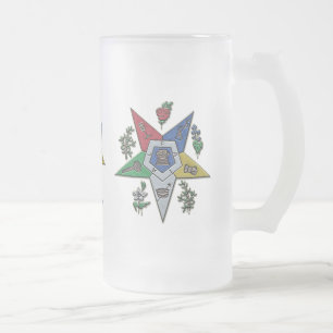 Order Of The Eastern Star Frosted Glass Beer Mug