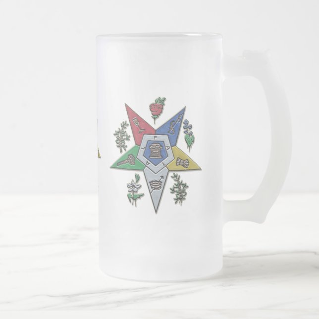 Order Of The Eastern Star Frosted Glass Beer Mug (Right)