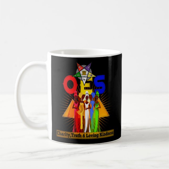 Order Of The Eastern Star Oes Ring Diva Sister'S K Coffee Mug (Left)