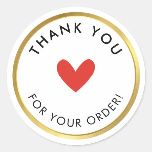 ORDER PACKAGING THANK YOU gold ring red heart Classic Round Sticker