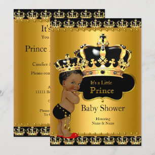 Order Prince Baby Shower Red Black Gold Invitation