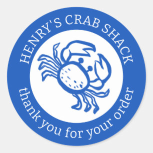 ORDER THANK YOU Crab Beach Blue White CUSTOM Classic Round Sticker
