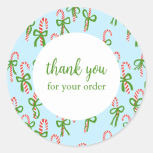 Order THANK YOU Custom Candycanes Xmas Holiday Classic Round Sticker
