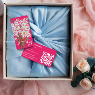 Order THANK YOU Cute Daisy Bouquet Pink QR Code  Business Card