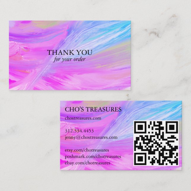 Order THANK YOU Minimalist Purple Blue Textured  Business Card (Front/Back)