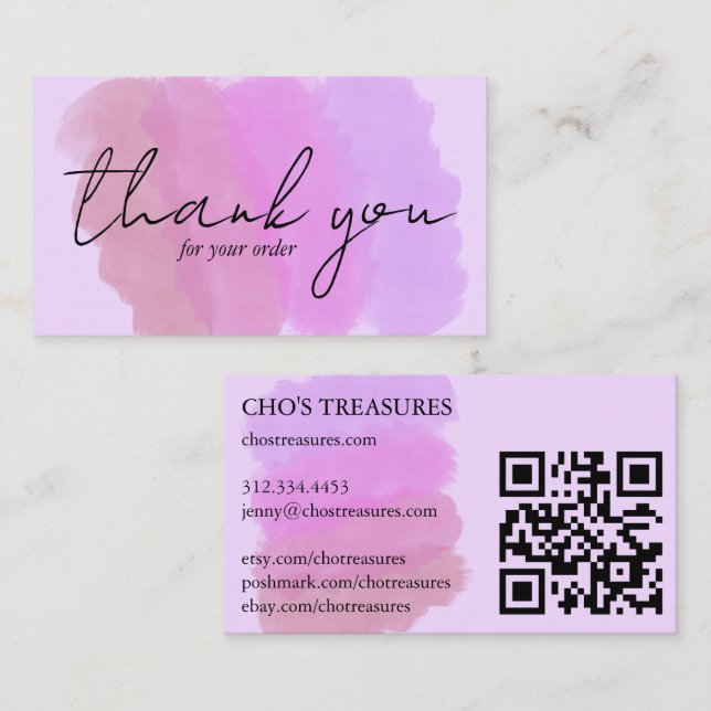 Order THANK YOU Pretty Minimalist Pastel Blobs Business Card (Front/Back)