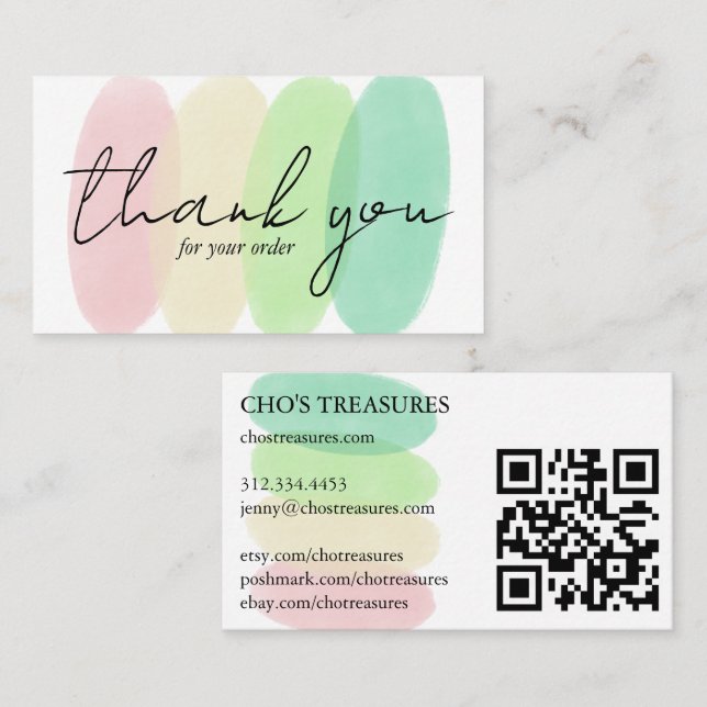 Order THANK YOU Pretty Minimalist Pastel Blobs Business Card (Front/Back)