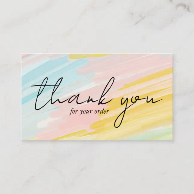 Order THANK YOU Pretty Minimalist Pastel Oil Paint Business Card | Zazzle