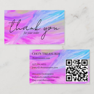 Order THANK YOU Pretty Minimalist Purple Blue  Business Card