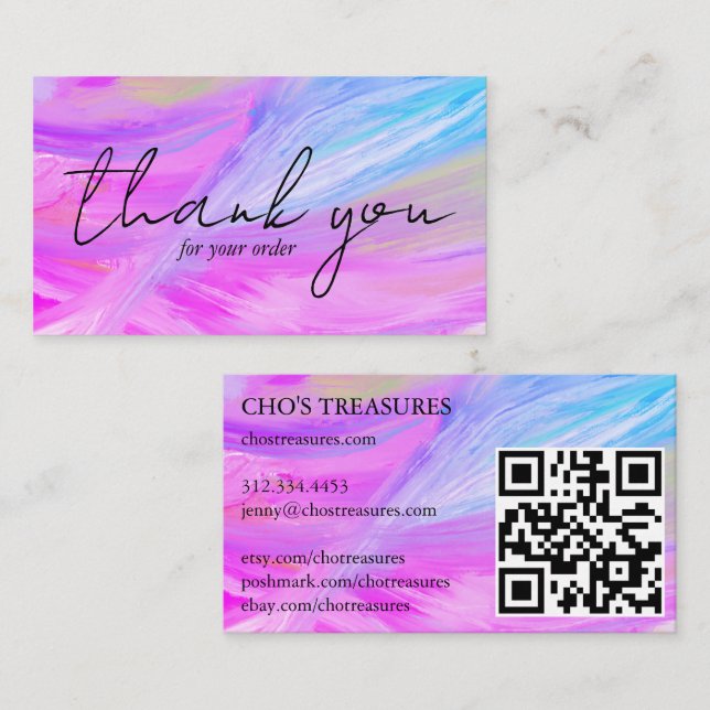 Order THANK YOU Pretty Minimalist Purple Blue  Business Card (Front/Back)
