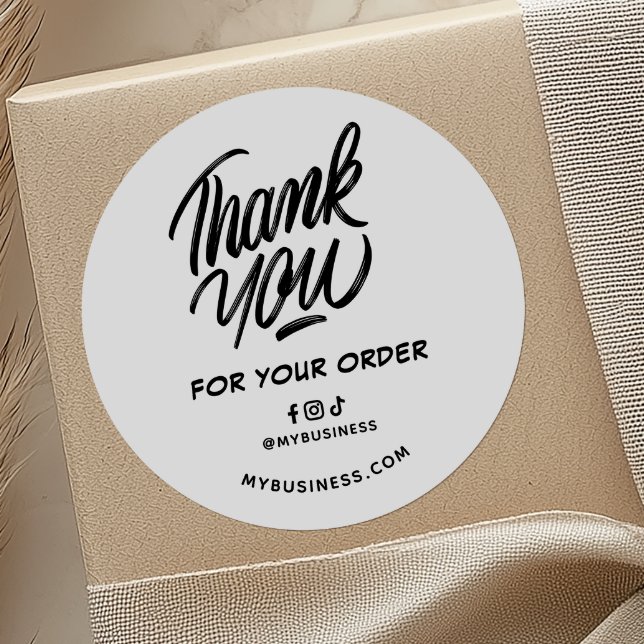 Order Thank You Web Address & Socials Business Classic Round Sticker (Creator Uploaded)