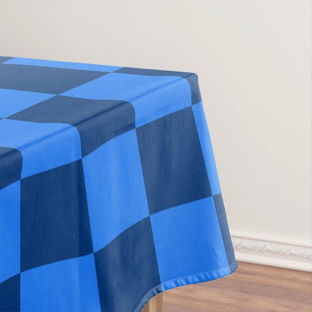Orderly Blue Chequerboard Pattern Tablecloth (In Situ)