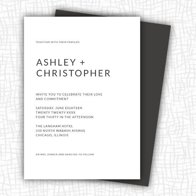 Orderly Dark Slate Minimalist Wedding Invitation (Creator Uploaded)