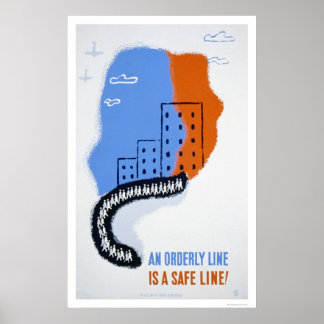 Orderly Line Civil Defence 1941 WPA Poster