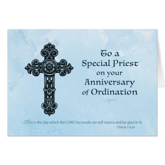 Ordination Anniversary of Priest, Ornate Cross Card
