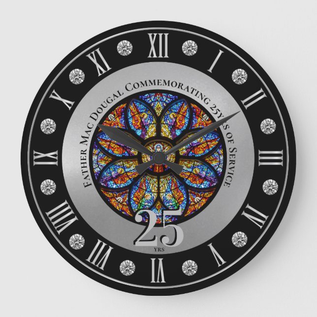 Ordination Anniversary Personalised Priest 25th Large Clock (Front)