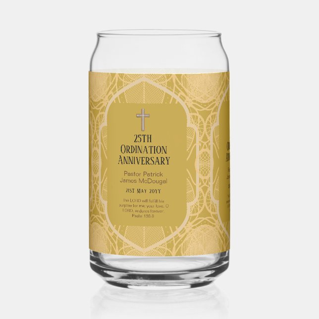 Ordination Anniversary Priest Pastor Deacon Clergy Can Glass (Front)