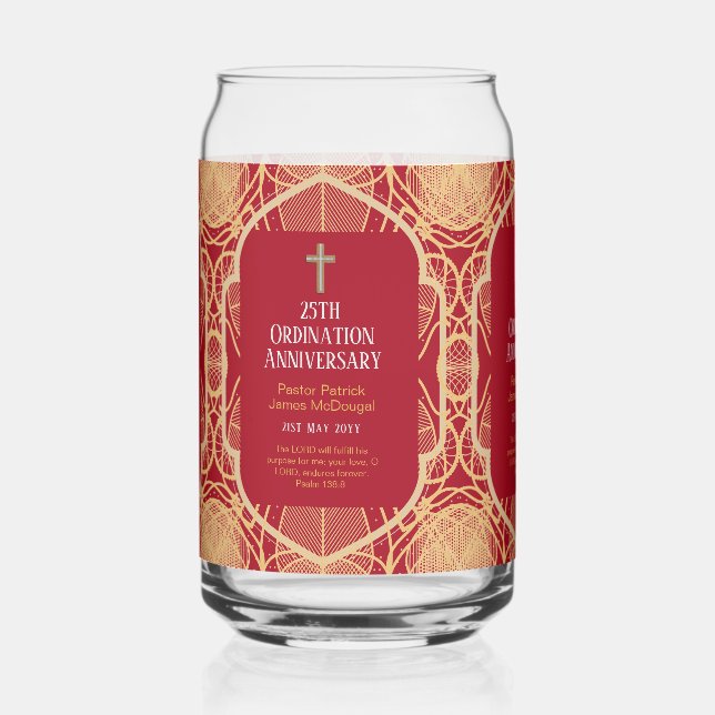 Ordination Anniversary Priest Pastor Deacon Clergy Can Glass (Front)