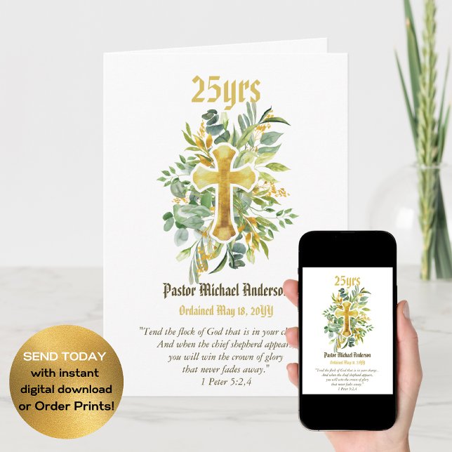 ORDINATION ANNIVERSARY Priest Pastor Deacon Minist Card (Creator Uploaded)