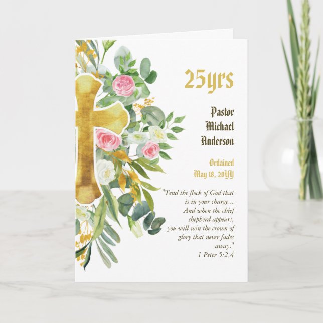 ORDINATION ANNIVERSARY Priest Pastor Minister Card (Front)