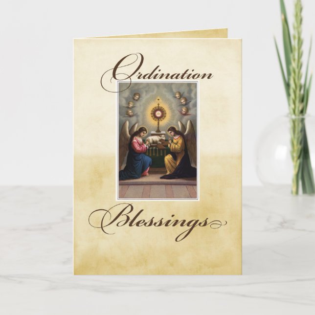 Ordination Congratulations Angels at Altar Card (Front)