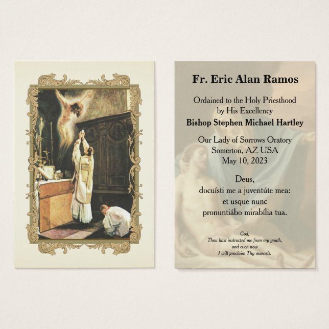 Ordination Holy Cards for Fr. Eric Alan Ramos (Front & Back)