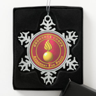 Ordnance Corps  Snowflake Pewter Christmas Ornament