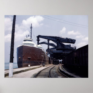 Ore Ship in Cleveland, Ohio, 1940s Poster
