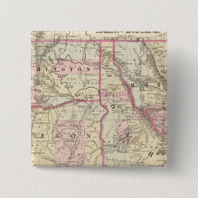 Ore, Wash, Ida, Mont 15 Cm Square Badge (Front)