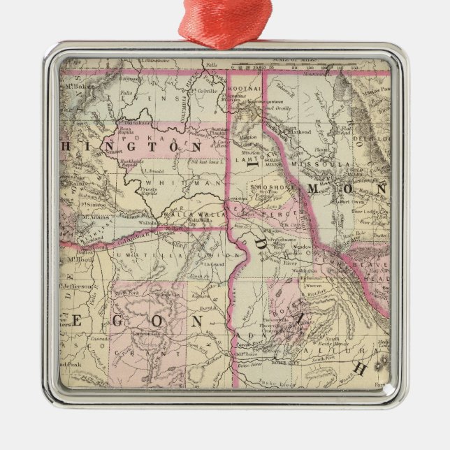 Ore, Wash, Ida, Mont Metal Tree Decoration (Front)