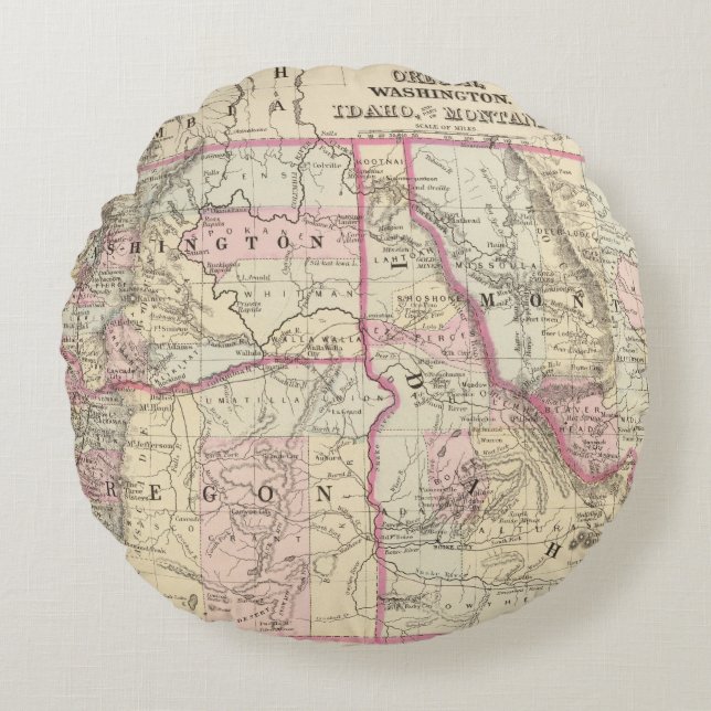 Ore, Wash, Ida, Mont Round Cushion (Front)