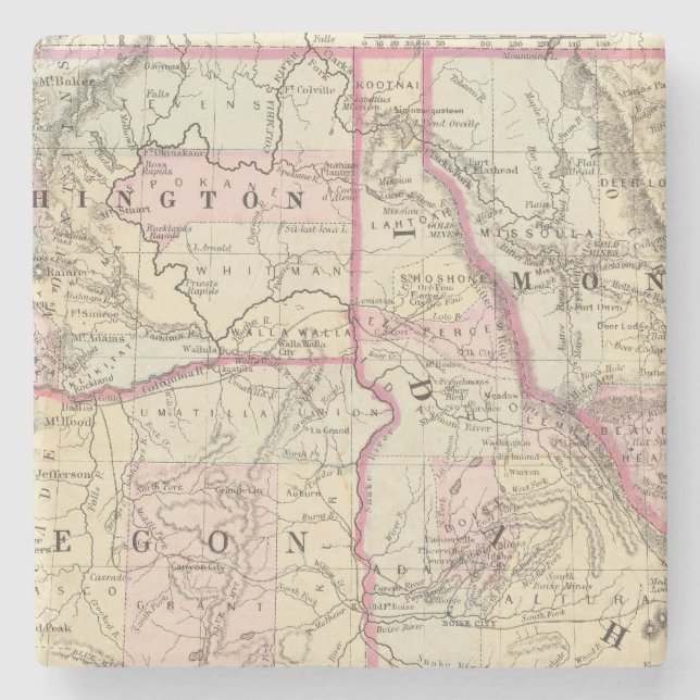 Ore, Wash, Ida, Mont Stone Coaster (Front)