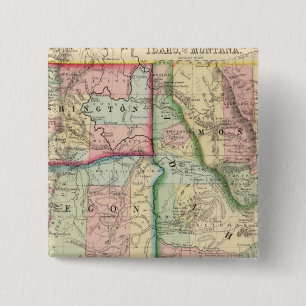 Ore, Wash, Idaho, Mont Map by Mitchell 15 Cm Square Badge