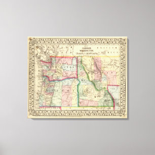 Ore, Wash, Idaho, Mont Map by Mitchell Canvas Print