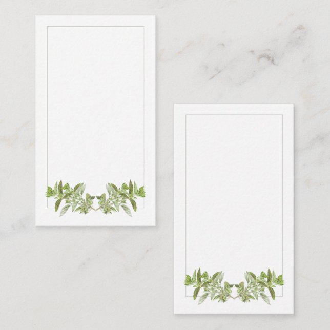 OREGANO 3.5x2 Flat Note Card / Vertical (Front/Back)