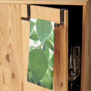 Oregano Herb Green and White Kitchen Hand Towel