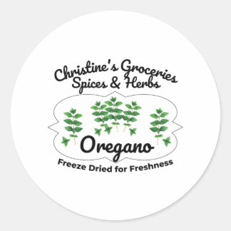 Oregano spice jar. classic round sticker