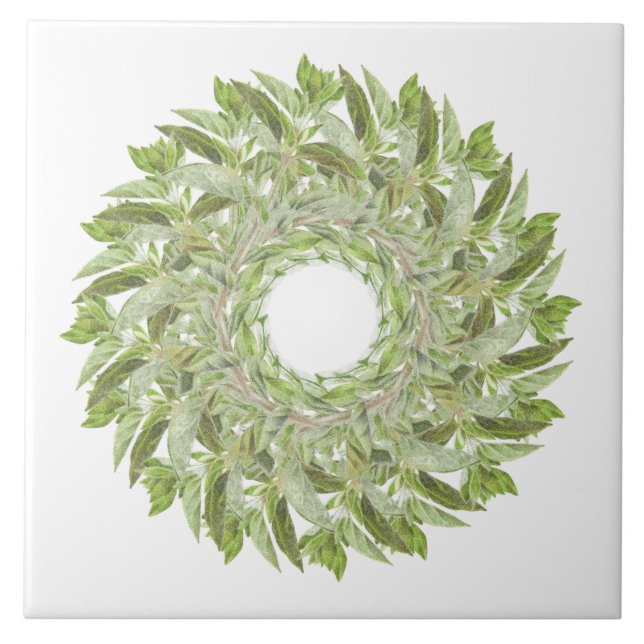 OREGANO WREATH 6" Ceramic Tile (Front)