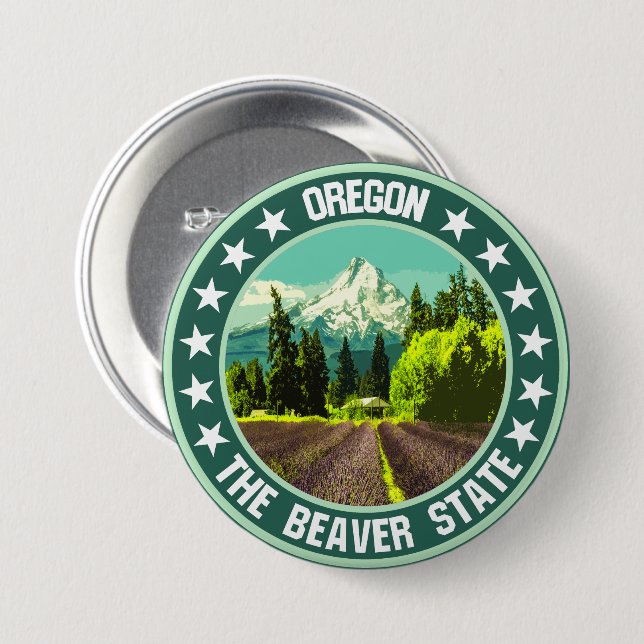 Oregon                                             7.5 cm round badge (Front & Back)