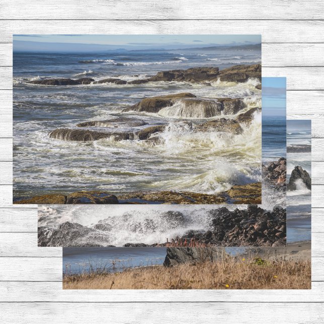 Oregon Beach Medley - Seastacks Waves & Salt Spray Wrapping Paper Sheet (Creator Uploaded)