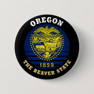 OREGON BEAVER STATE FLAG 6 CM ROUND BADGE