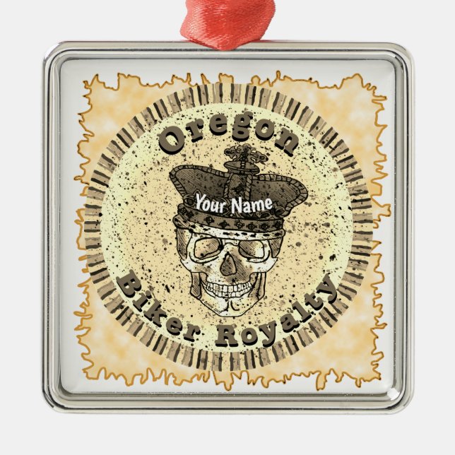 Oregon Biker  Metal Tree Decoration (Front)