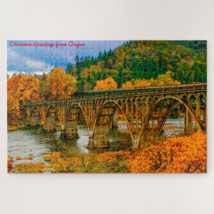 Oregon Bridge.Christmas Greetings Jigsaw Puzzle