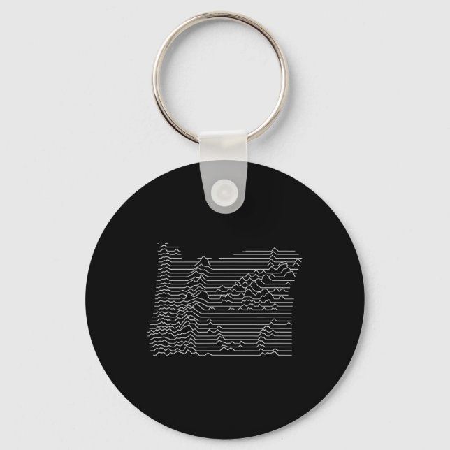 Oregon Cascade Mountain Range Elevation Map Topo G Key Ring (Front)