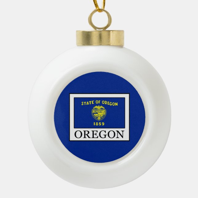 Oregon Ceramic Ball Christmas Ornament (Front)