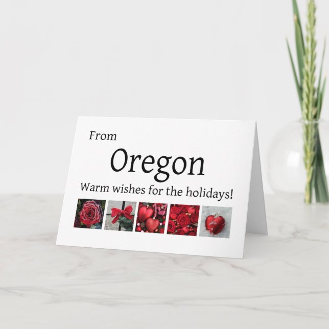 Oregon  Christmas Card, state specific Holiday Card (Front)