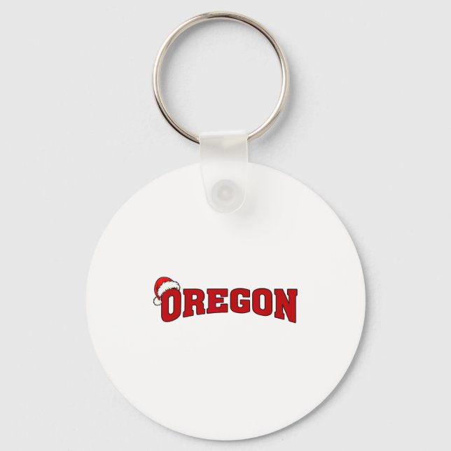Oregon Christmas Santa Hat Retro Throwback Souveni Key Ring (Front)