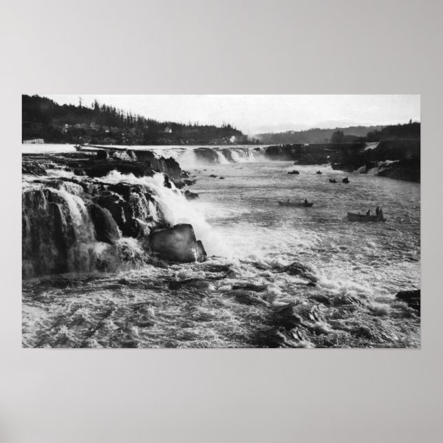 Oregon City, OR Salmon Fishing on Willamette Poster (Front)