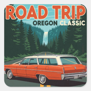 Oregon Classic American Car Square Sticker
