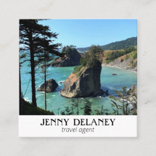 Oregon Coast Beach Nature Ocean Photo Travel Square Business Card